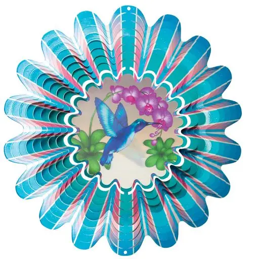 Animated Blue Hummingbird Large 12" Wind Spinner - Image 2