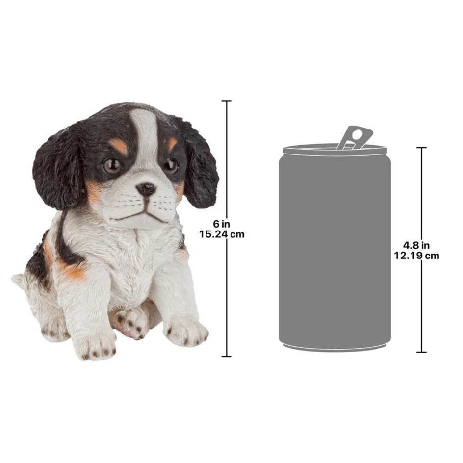 Black & White Cavalier King Charles Puppy Partner Collectible Dog Statue - Image 2