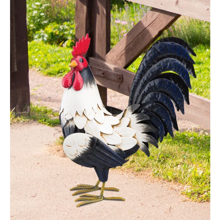 Black & White Rooster Decor 14" - Image 2