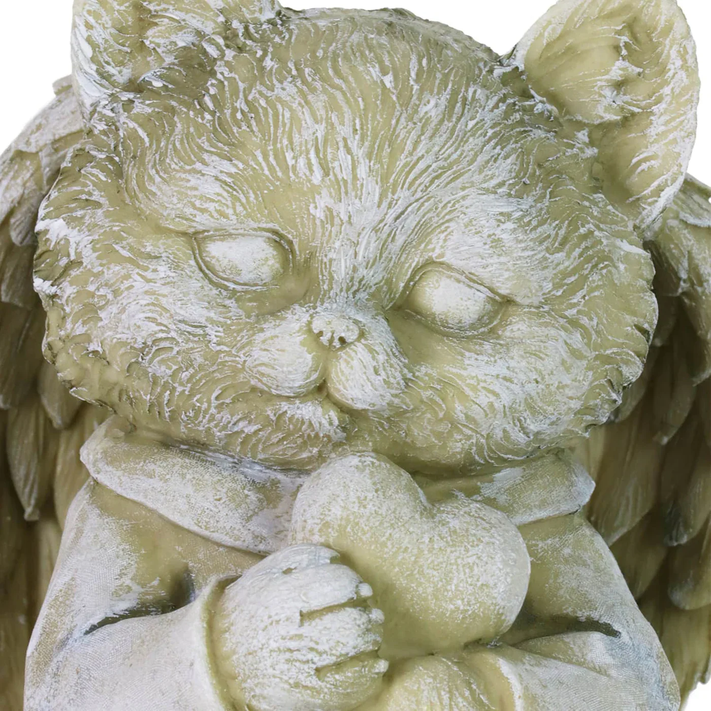 Cat Angel Holding Heart Garden Statue - Image 3