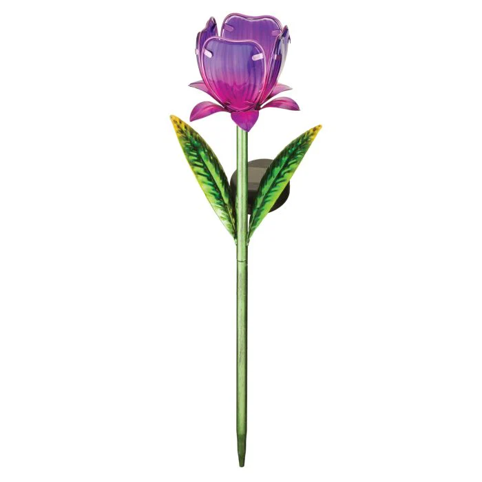 Mini Solar Garden Stake Purple Tulip - Image 2
