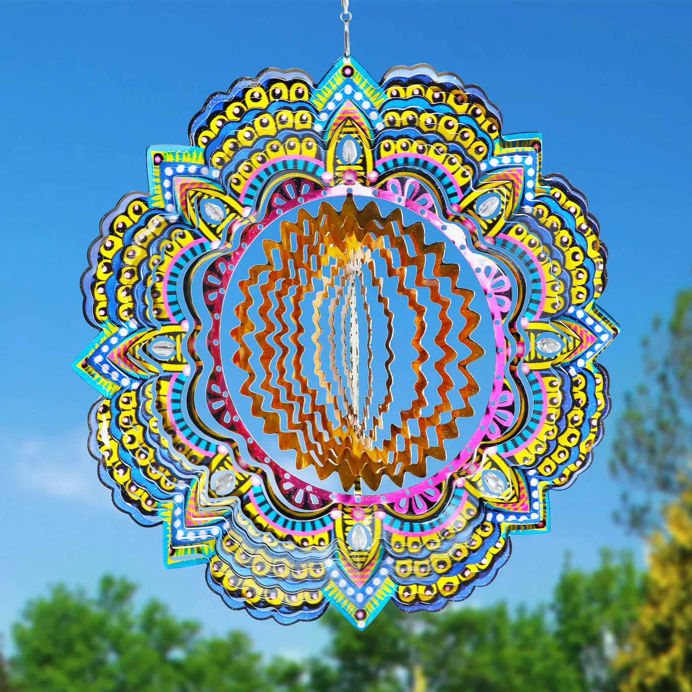 Laser Cut Gold Metal Hanging Spinner