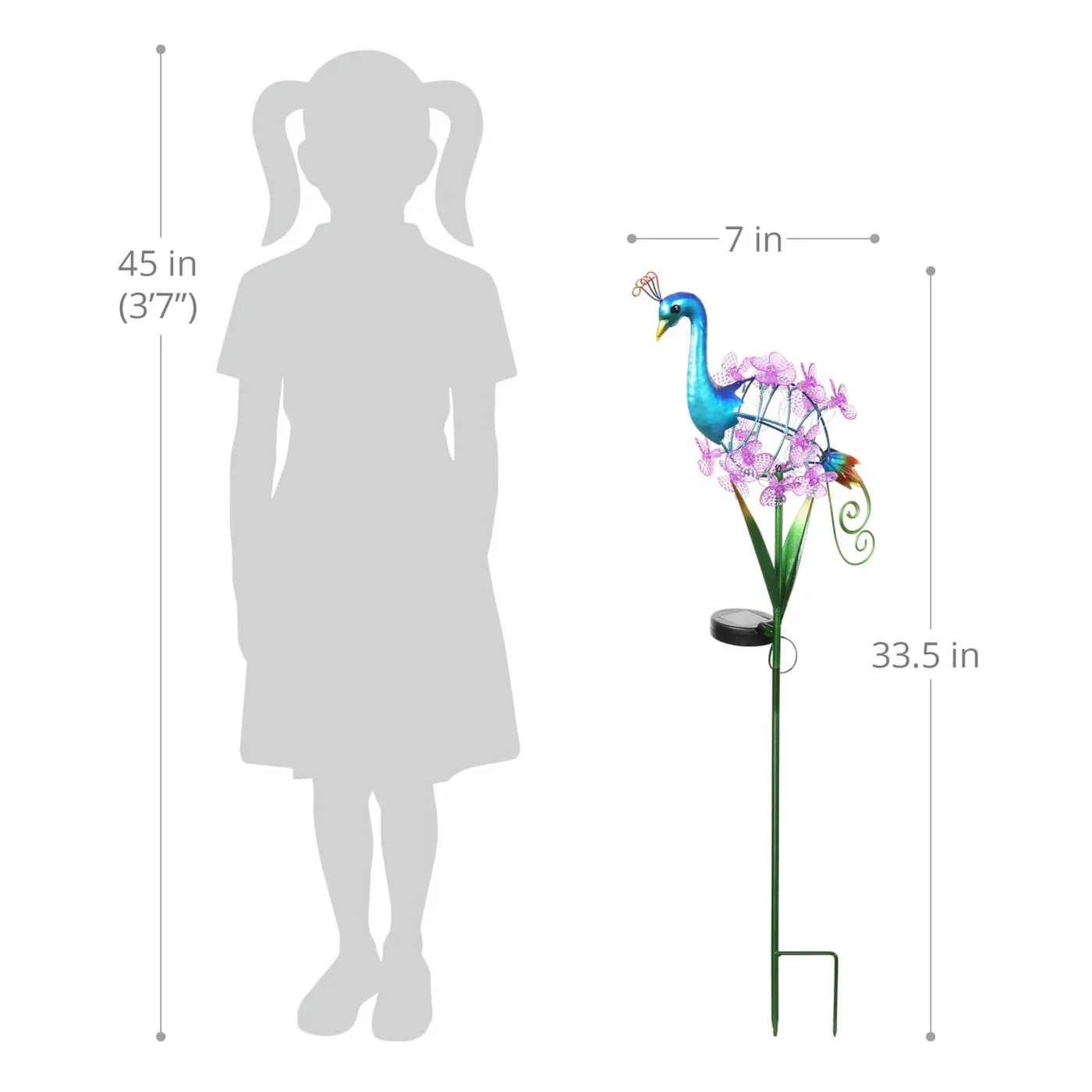 Solar Spinning Flowers Peacock Stake - Image 3