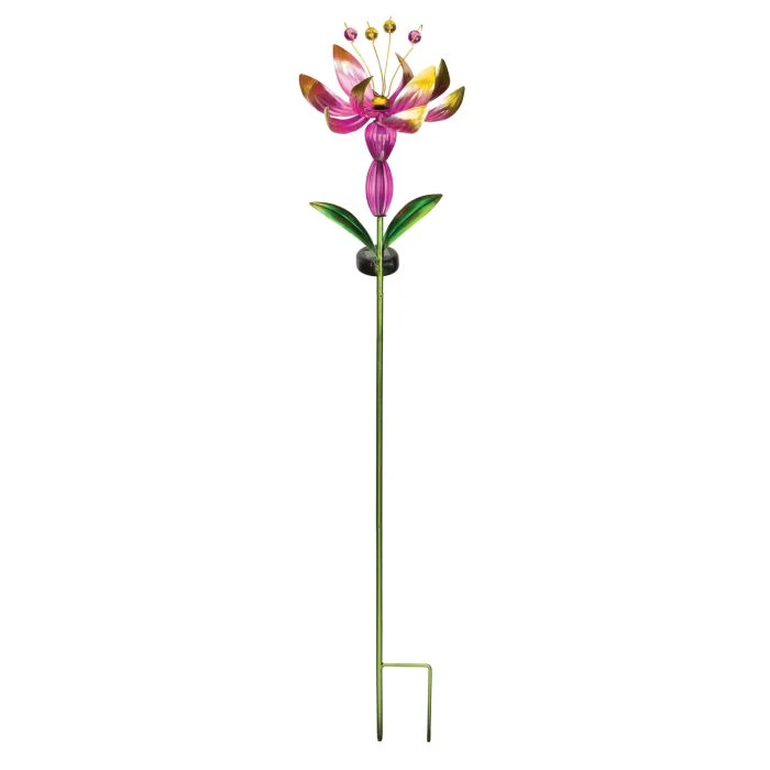 Flower Spinner Solar Stake - Pink - Image 2