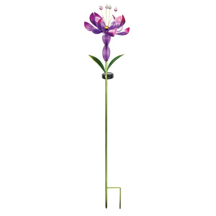Flower Spinner Solar Stake - Purple - Image 2