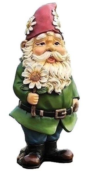 Gnome with Daisy Statue - Image 2