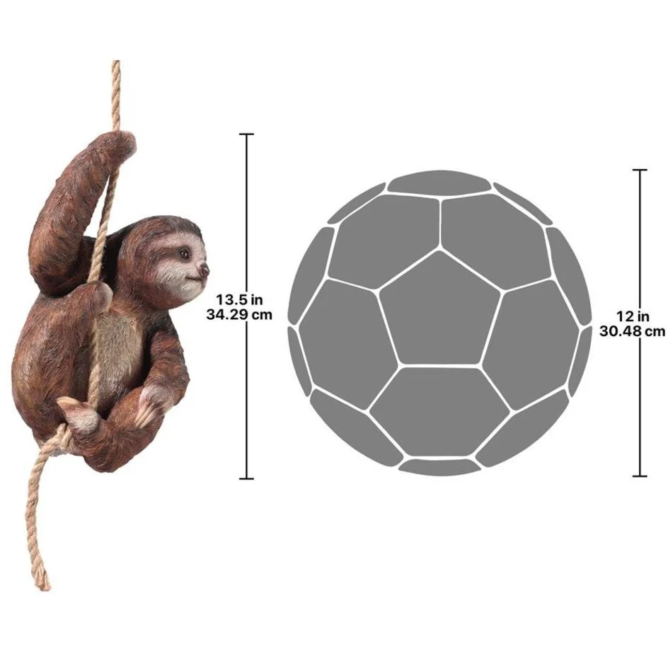 Hanging Horatio 3-Toed Sloth Statue - Image 2